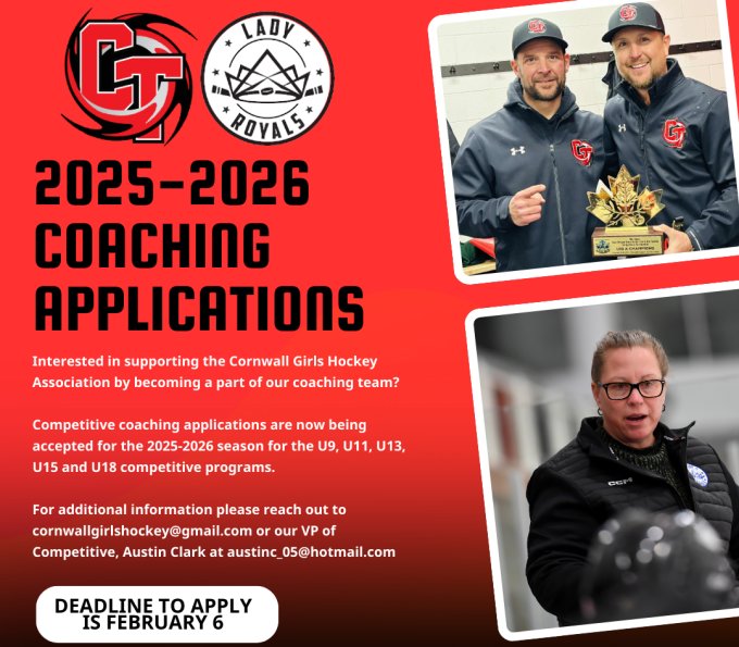 CGHA Competitive Coaching Applications now being accepted for the 2025-2026 season